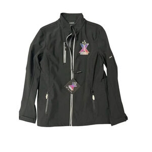 Alaska Airlines Jacket Womens L Black Decades of Awesome Logo Crew Flight NEW